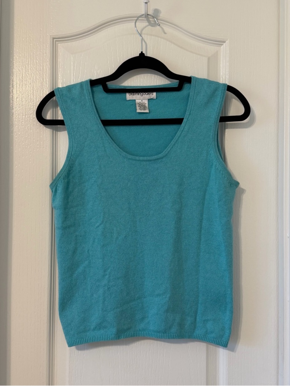 Bloomingdale’s Teal Blue Silk/Cashmere Blend Sleeveless Tank Top Sz M